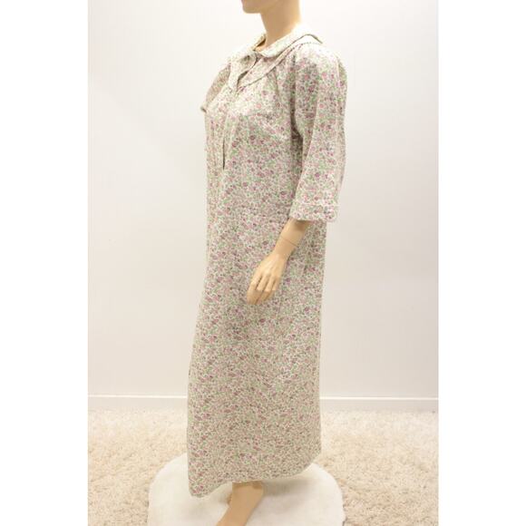Vermont Country Store Floral Flannel Cotton Robe Womens M Pearl Snap Cozy Comfy - Picture 2 of 10